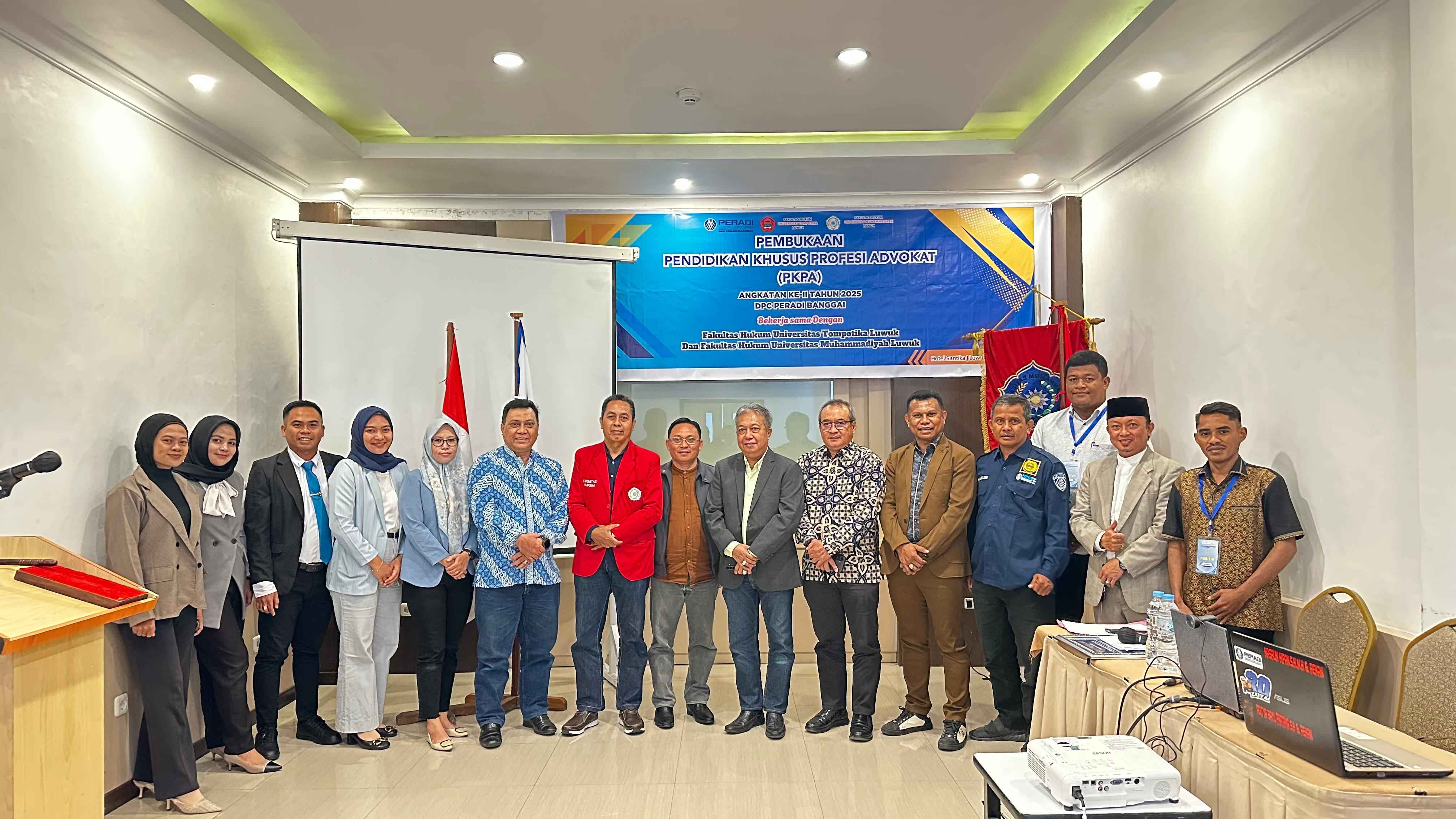 Kerjasama Untika dan Unsimuh Luwuk, 13 Calon Advokat Ikuti PKPA Peradi Banggai